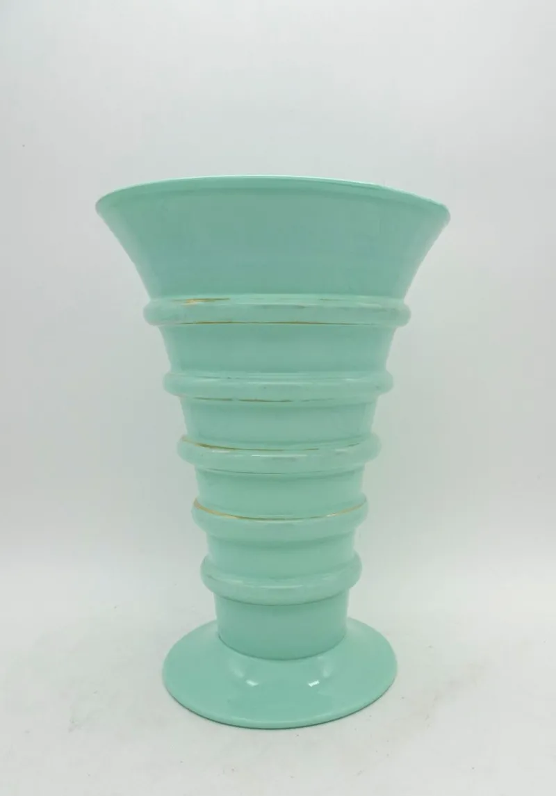 Clearance Pamono Art Deco Green Jadeite Art Glass Vase, 1920s