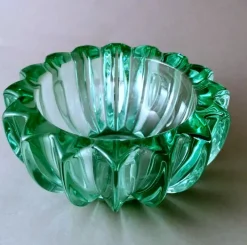 Sale Pamono Art Deco Green Molded Glass Bowl by Pierre Davesn, 1930s
