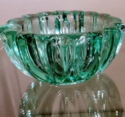 Sale Pamono Art Deco Green Molded Glass Bowl by Pierre Davesn, 1930s