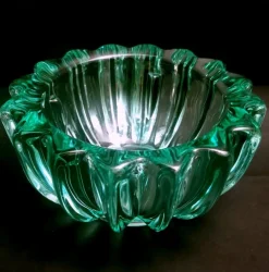 Sale Pamono Art Deco Green Molded Glass Bowl by Pierre Davesn, 1930s