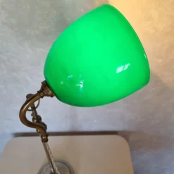 Pamono Art Deco Green Opaline Notary Desk Lamp><noscript><img width=