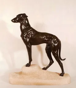 Outlet Pamono Art Deco Greyhound Sculpture by Jules Edmond Masson for Max Le Verrier, 1930s