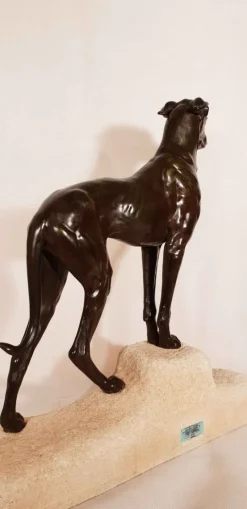 Outlet Pamono Art Deco Greyhound Sculpture by Jules Edmond Masson for Max Le Verrier, 1930s