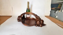 Clearance Pamono Art Deco Hand-Carved Wooden Fruit Basket, France, 1930s