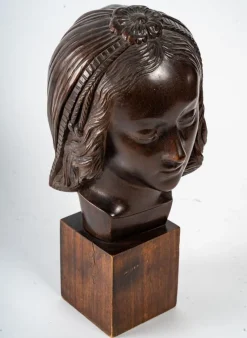 Best Pamono Art Deco Head of a Woman Wood Sculpture, 1930s