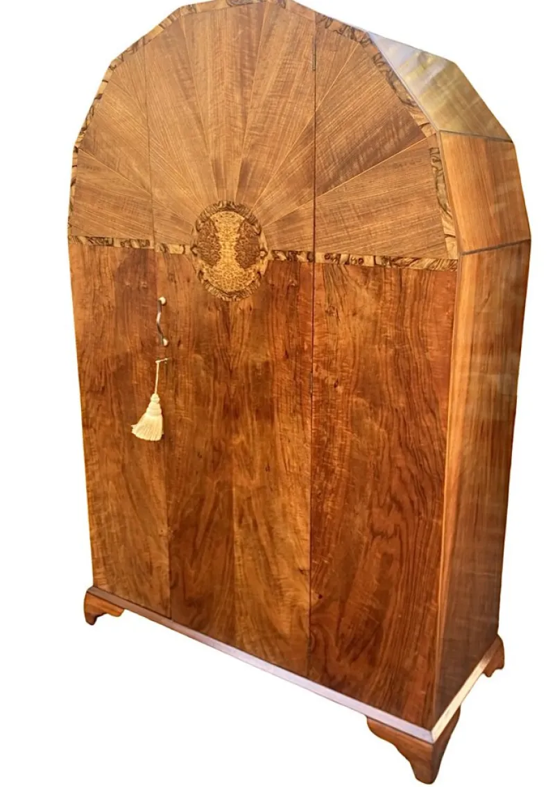 Pamono Art Deco Hexagonal Topped Walnut Wardrobe, 1930s> Cabinets & Wardrobes