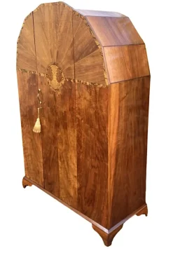 Pamono Art Deco Hexagonal Topped Walnut Wardrobe, 1930s><noscript><img width=