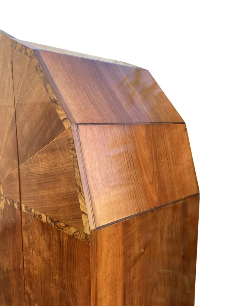 Pamono Art Deco Hexagonal Topped Walnut Wardrobe, 1930s> Cabinets & Wardrobes