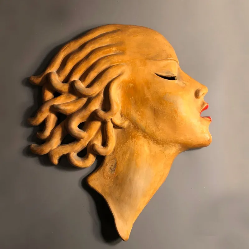 Outlet Pamono Art Deco Hungarian Ceramic Wall Mask by Dr Rank Rezso, 1930s