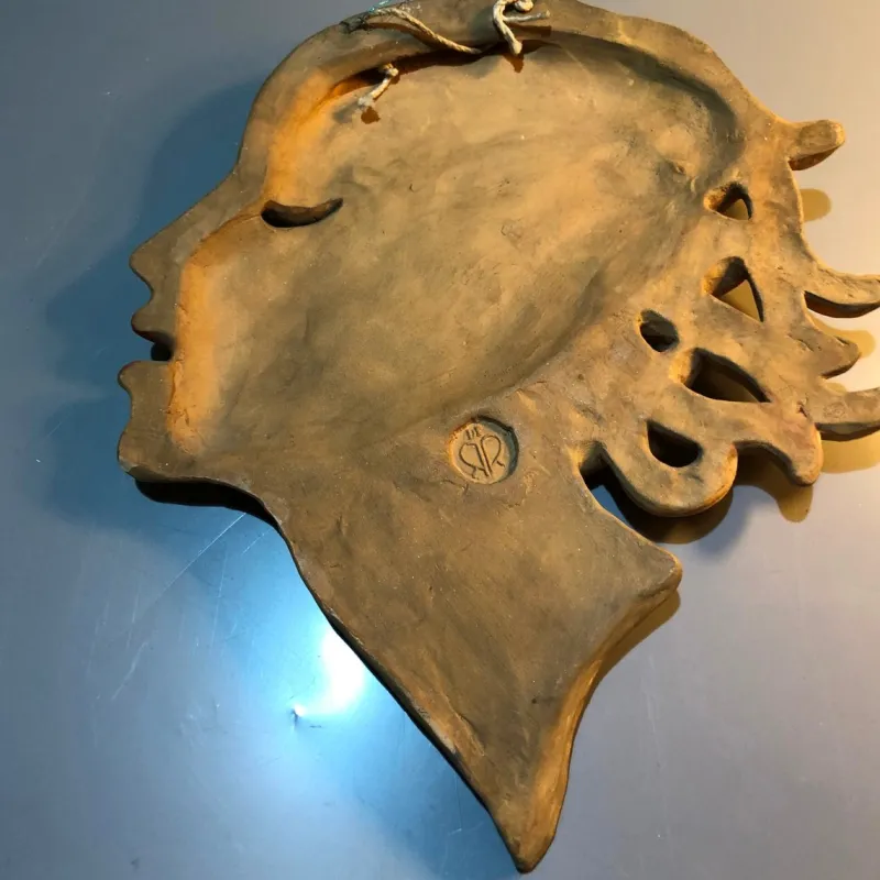 Outlet Pamono Art Deco Hungarian Ceramic Wall Mask by Dr Rank Rezso, 1930s