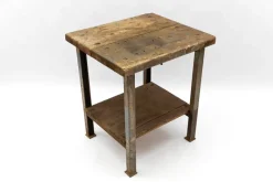 Pamono Art Deco Industrial Steel and Wood Work Table, 1940s><noscript><img width=
