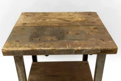 Pamono Art Deco Industrial Steel and Wood Work Table, 1940s><noscript><img width=