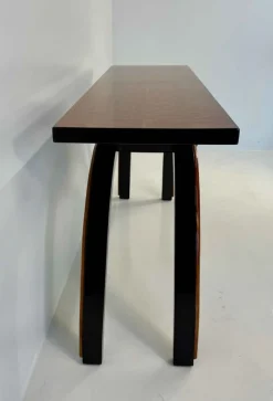 Pamono Art Deco Italian Console Table in Walnut and Maple Burl, 1940s