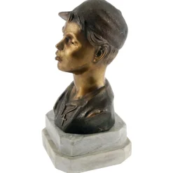 Pamono Art Deco Italian Gilt and Burnished Bronze Scugnizzo Bust by Giovanni De Martino, 1920s> Art Deco