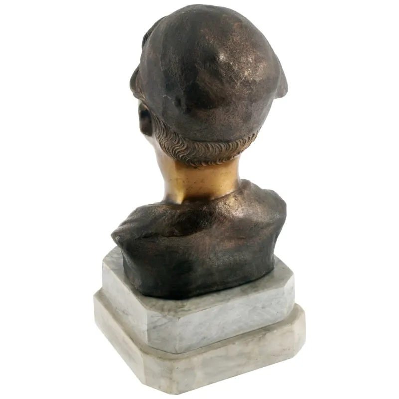 Pamono Art Deco Italian Gilt and Burnished Bronze Scugnizzo Bust by Giovanni De Martino, 1920s> Art Deco