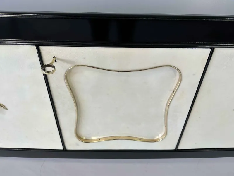 Pamono Art Deco Italian Parchment and Black Lacquer Sideboard, 1950> Sideboards & Buffets