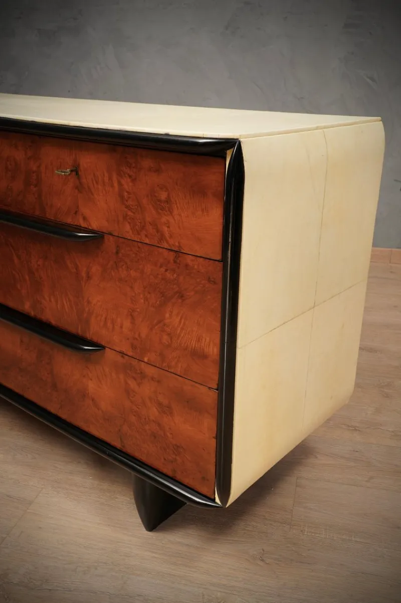 Discount Pamono Art Deco Italian School Walnut and Goat Skin Chest of Drawers, 1930