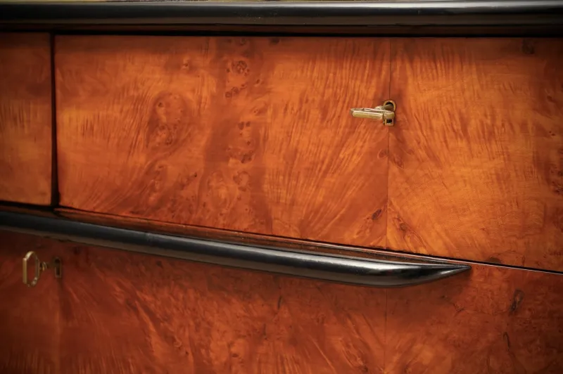 Discount Pamono Art Deco Italian School Walnut and Goat Skin Chest of Drawers, 1930