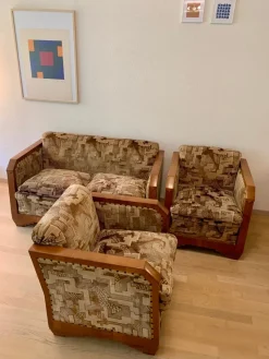Sale Pamono Art Deco Italian Sofa Set in the style of Fortunato Depero, 1920s, Set of 3