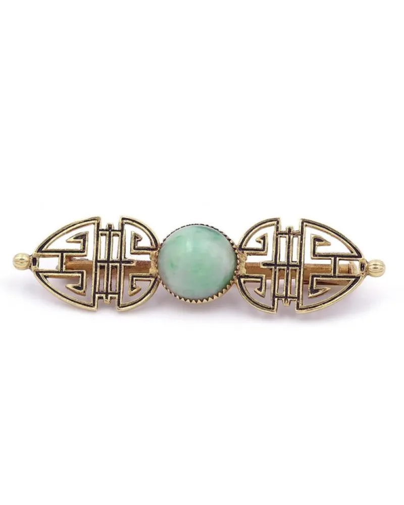 Pamono Art Deco Jade Brooch