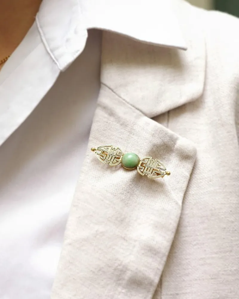 Pamono Art Deco Jade Brooch