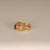 Pamono Art Deco 14K Yellow Gold Ring with Cabochon Cut Sapphire Style Stone and Brilliant Cut Crystals> Rings