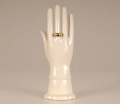 Pamono Art Deco 14K Yellow Gold Ring with Cabochon Cut Sapphire Style Stone and Brilliant Cut Crystals><noscript><img width=