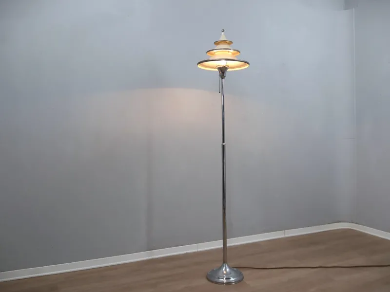 Online Pamono Art Deco Lacquered Aluminum and Chrome Floor Lamp, 1930s