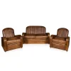 Discount Pamono Art Deco Leather Tub Chairs & Sofa, 1920s, Set of 3
