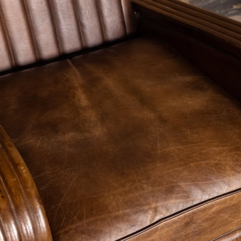 Discount Pamono Art Deco Leather Tub Chairs & Sofa, 1920s, Set of 3