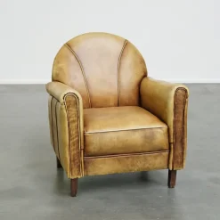 Pamono Art Deco Light Cognac Armchair in Leather> Children's Chairs