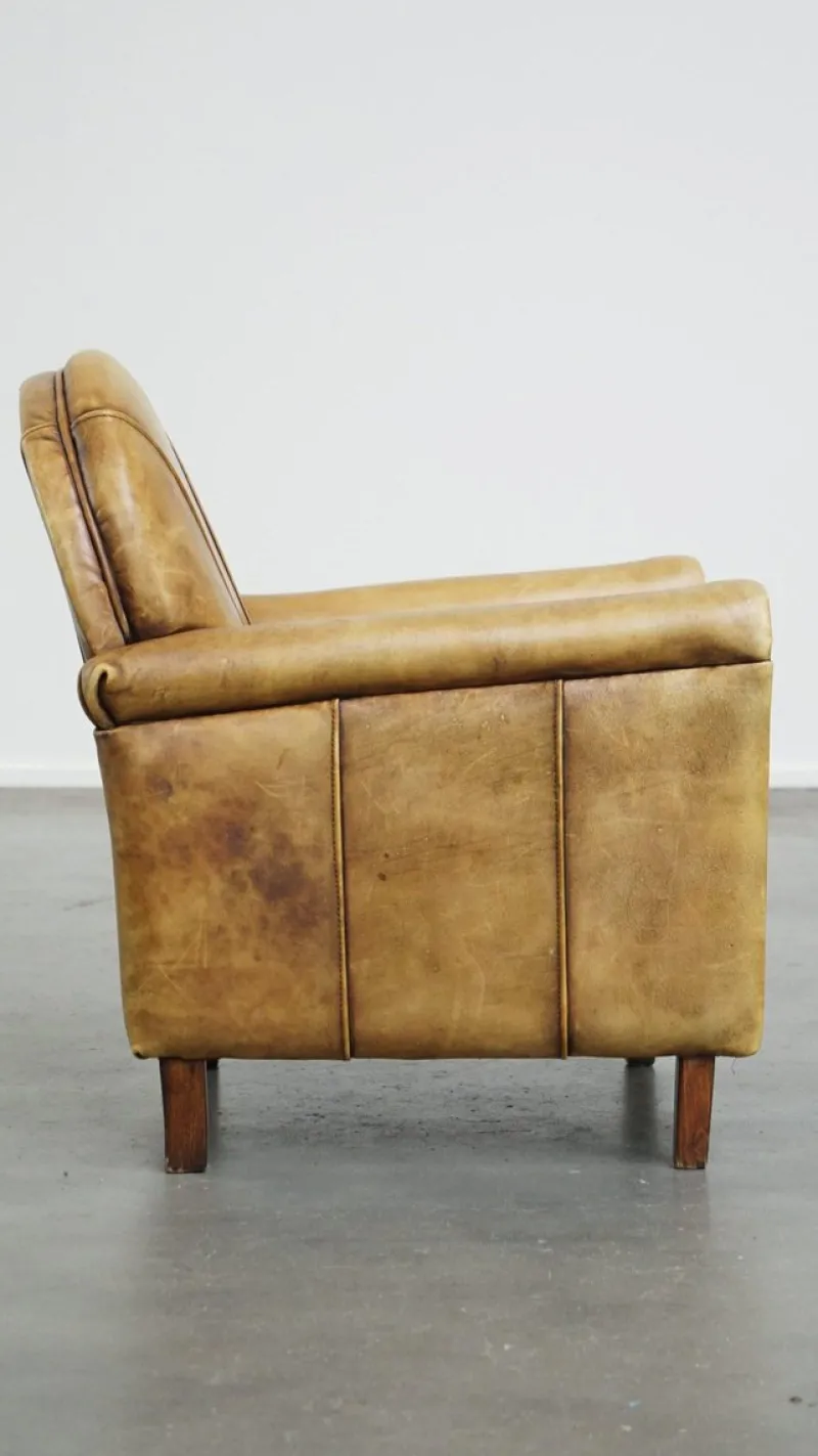 Pamono Art Deco Light Cognac Armchair in Leather> Children's Chairs