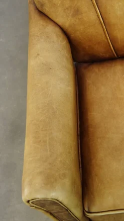 Pamono Art Deco Light Cognac Armchair in Leather><noscript><img width=