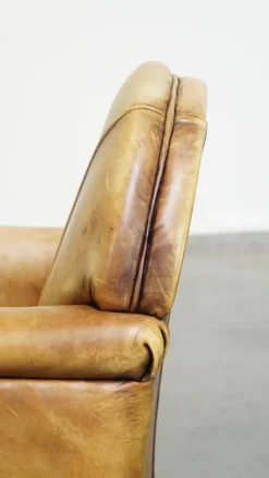 Pamono Art Deco Light Cognac Armchair in Leather><noscript><img width=