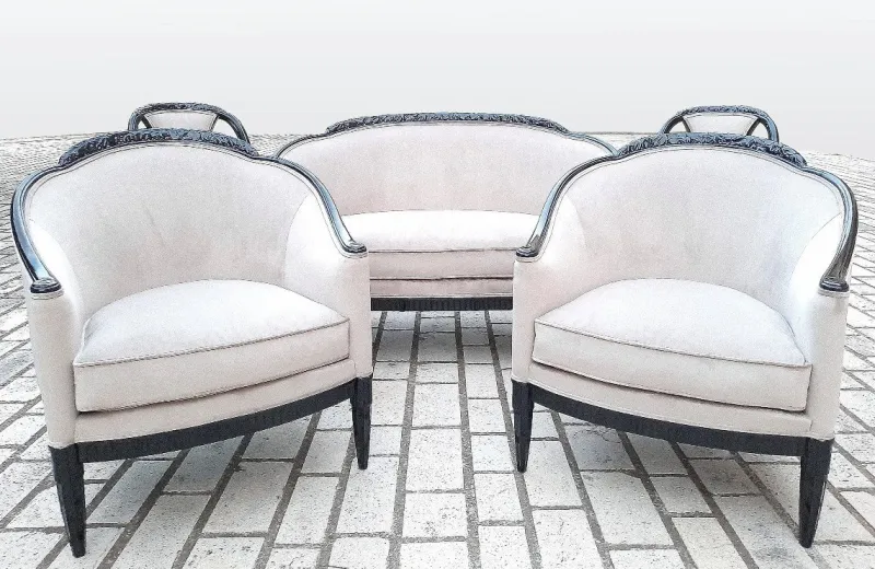 Pamono Art Deco Living Room Set, 1925, Set of 5