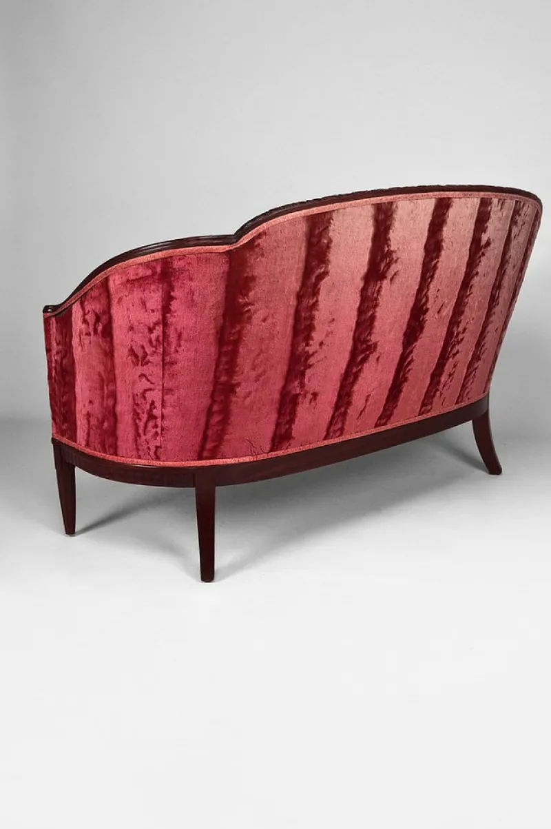 Pamono Art Deco Living Room Set in Pink Velvet attributed to Paul Follot, France, 1920s, Set of 5> Living Room Sets