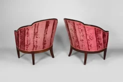 Pamono Art Deco Living Room Set in Pink Velvet attributed to Paul Follot, France, 1920s, Set of 5><noscript><img width=