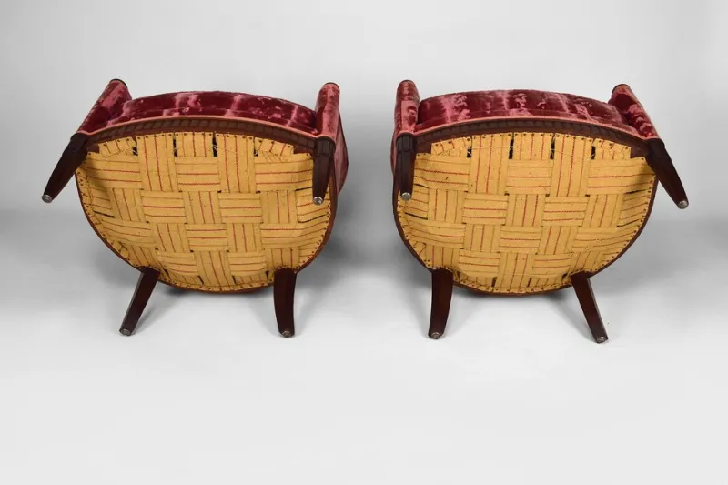 Pamono Art Deco Living Room Set in Pink Velvet attributed to Paul Follot, France, 1920s, Set of 5> Living Room Sets