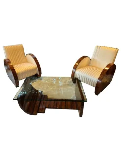Pamono Art Deco Living Room Set, Set of 3> Living Room Sets