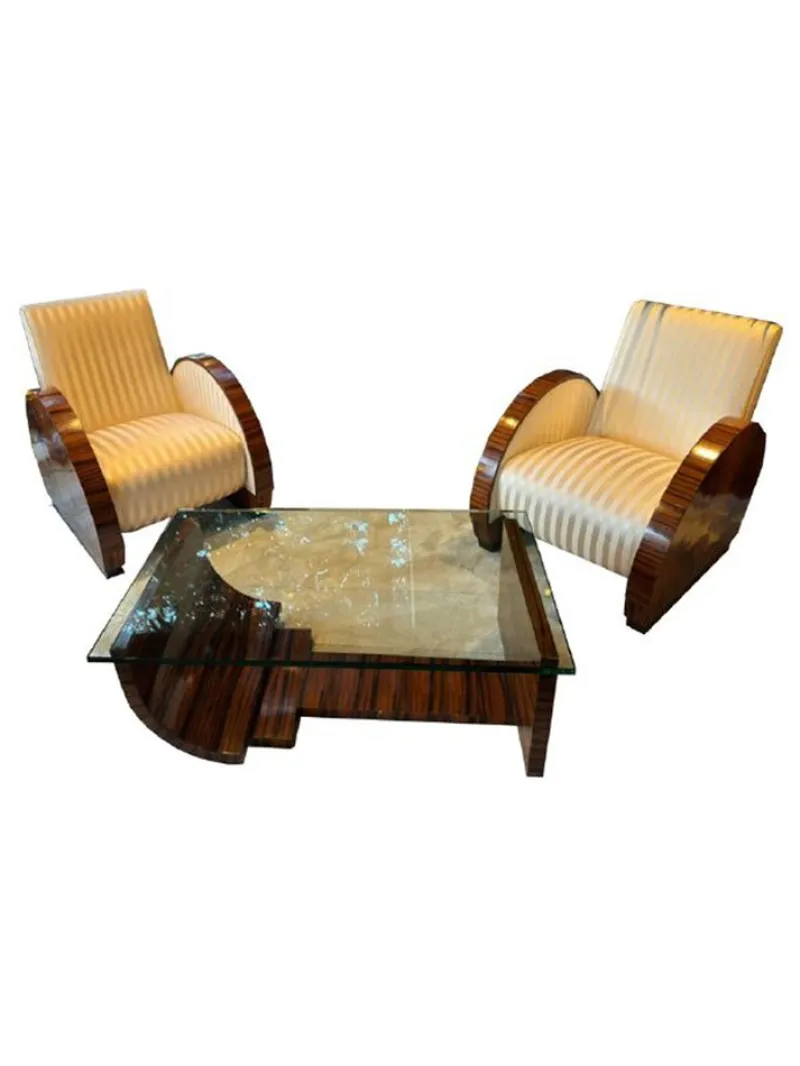 Pamono Art Deco Living Room Set, Set of 3> Living Room Sets