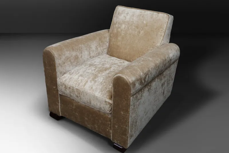 Pamono Art Deco Living Set in Velvet by Jules Leleu, 1930s, Set of 3> Living Room Sets