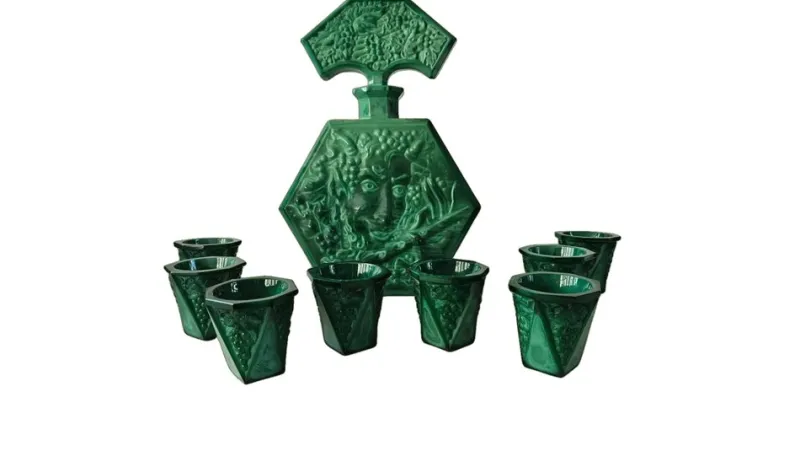 Clearance Pamono Art Deco Malachite Liqueur Set, 1930s, Set of 8