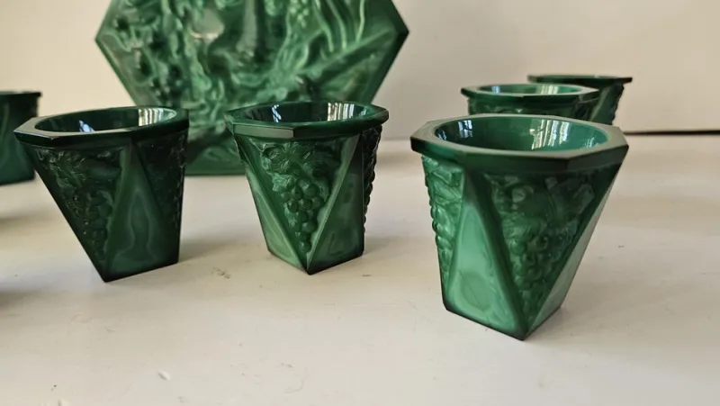 Clearance Pamono Art Deco Malachite Liqueur Set, 1930s, Set of 8