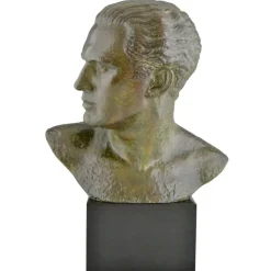 Hot Pamono Art Deco Male Bust Sculpture of Aviator Jean Mermoz in Bronze & Marble by Lucien Gibert, 1925