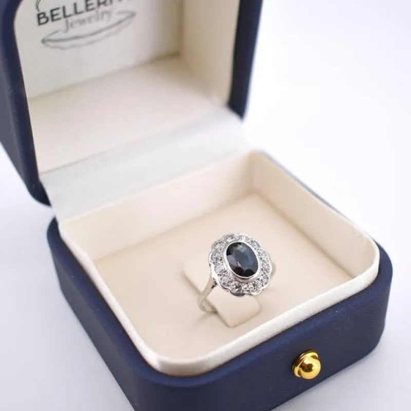 Pamono Art Deco Marguerite Gold, Sapphire and Diamond Ring> Rings