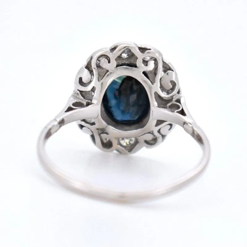 Pamono Art Deco Marguerite Gold, Sapphire and Diamond Ring> Rings