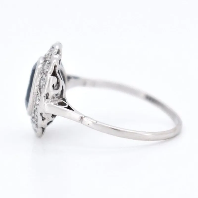 Pamono Art Deco Marguerite Gold, Sapphire and Diamond Ring> Rings