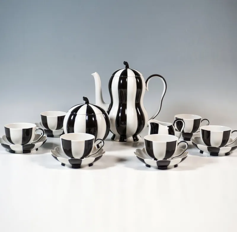 Discount Pamono Art Deco Melon Mocha Set by Josef Hoffmann, 1980s, Set of 15