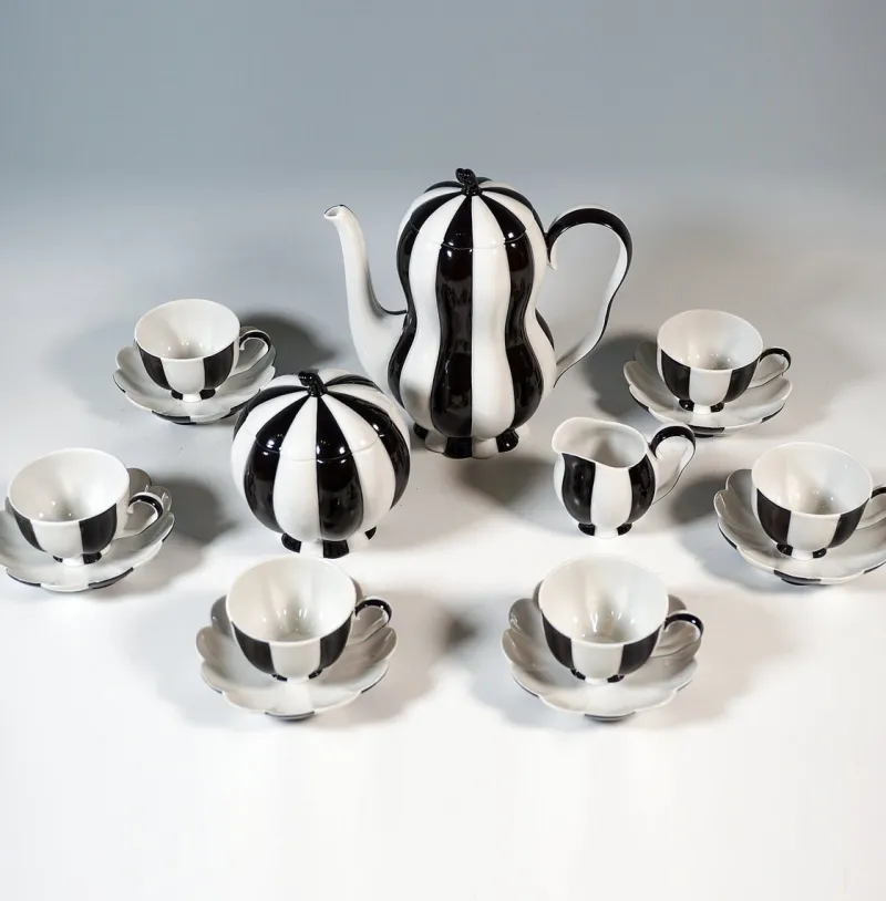 Discount Pamono Art Deco Melon Mocha Set by Josef Hoffmann, 1980s, Set of 15