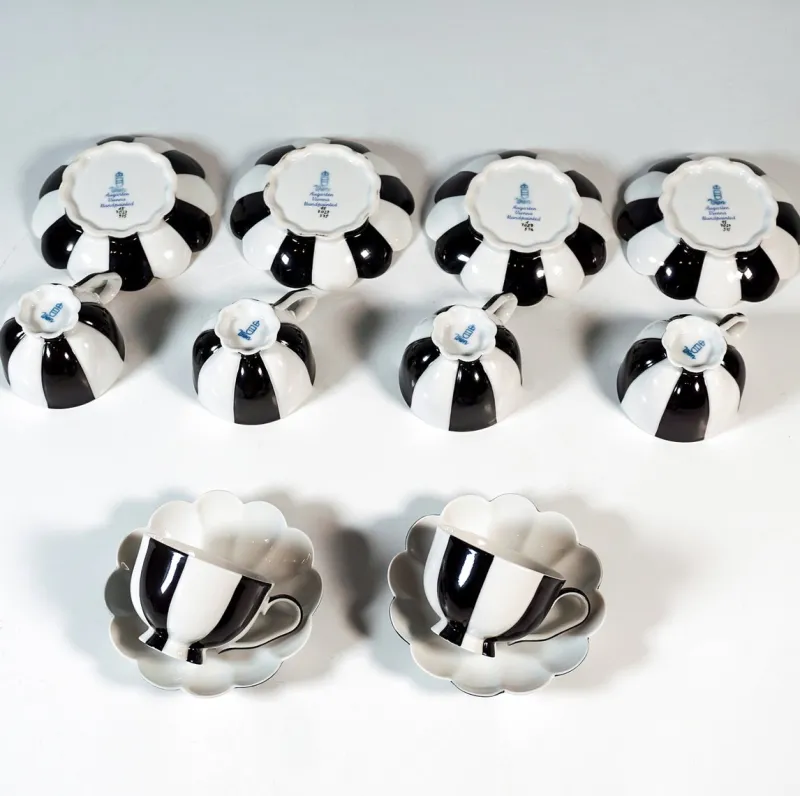 Discount Pamono Art Deco Melon Mocha Set by Josef Hoffmann, 1980s, Set of 15